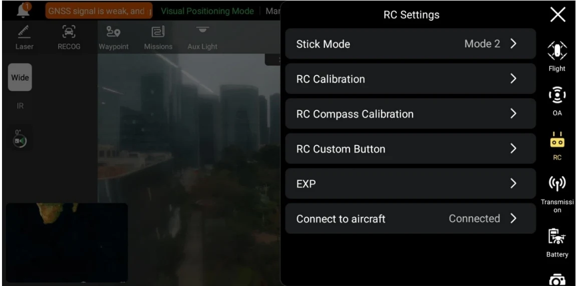 “RC Settings” Interface
