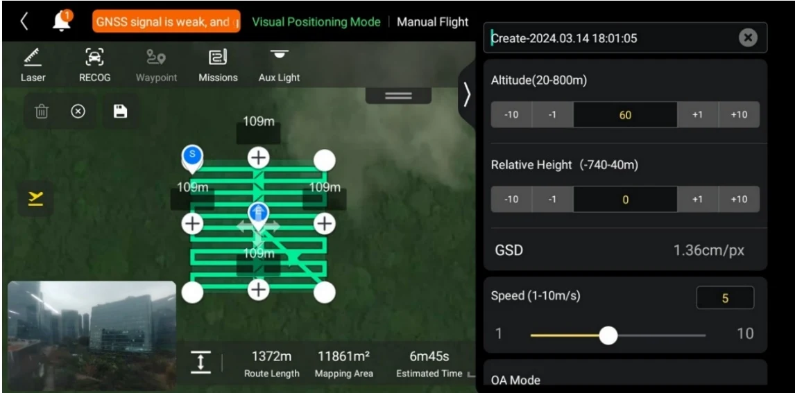 Polygon Mission Interface (before takeoff)