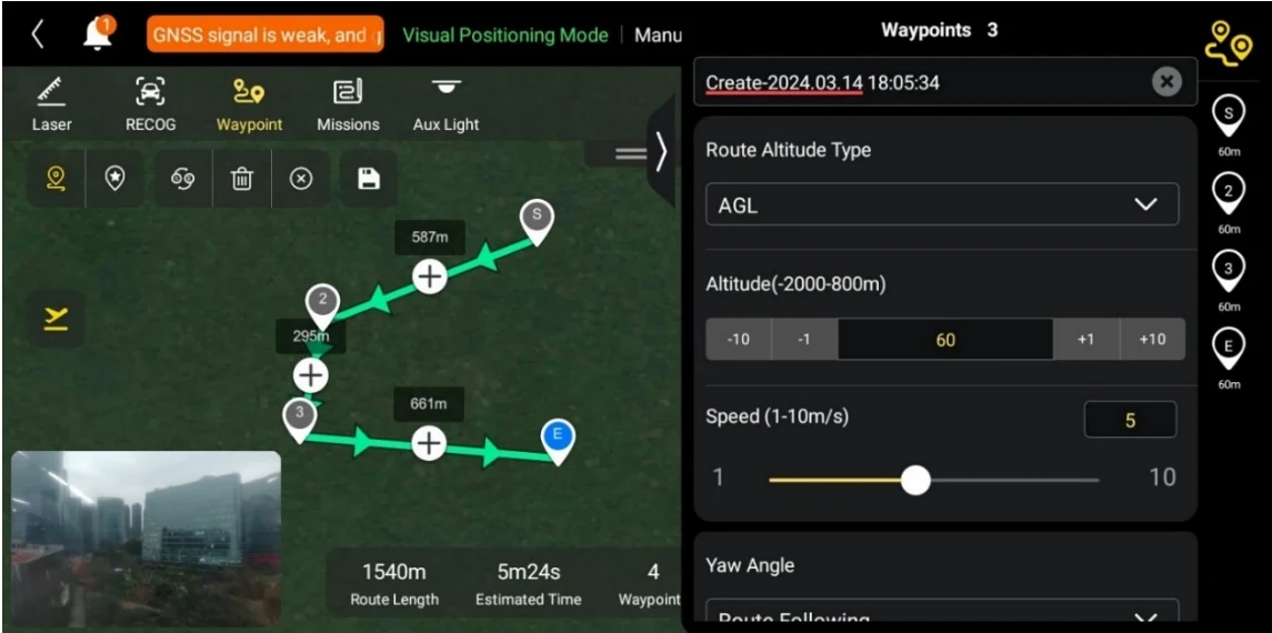 Waypoint Mission (before takeoff)