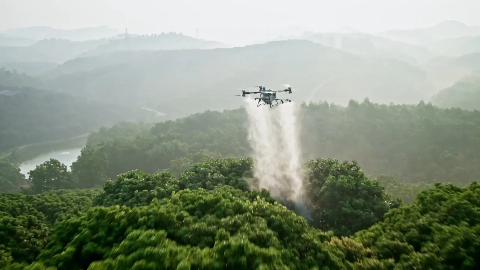 DJI Agras spraying a field